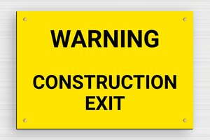 Warning Signs - Sign 'Caution, Construction Exit' - jaune-noir - screws - en-uk-caution-construction-exit-0010-1-1748950019844