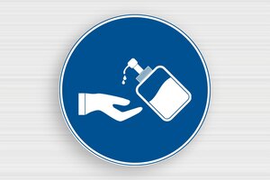 Mandatory Signs - Round Sign for Hand Sanitizer - bleu-blanc - glue - en-uk-covid-signage-003-3-1748949677015 Mandatory Signs - Round Sign for Hand Sanitizer - bleu-blanc - glue - en-uk-covid-signage-003-3-1748949677015
