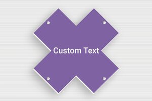 Cross-shaped Signs - Engraved PVC - mauve-blanc - screws - en-uk-cross-shaped-sign-002-3-1748959311162