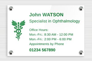 Doctor's Business Signs - Engraved Plexiglass - blanc-vert - screws-caps - en-uk-doctor-office-sign-002-5-1748956927257