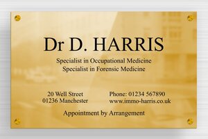 Brass Signs - Printed brass - poli-noir - screws-spacer - en-uk-doctor-office-sign-003-3-1748956965690