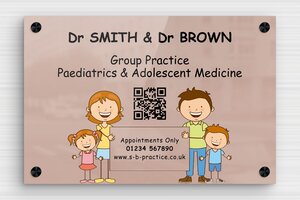 Rectangular Signs - Printed mirror plexiglass - miroir-rose-noir - screws-caps - en-uk-doctor-office-sign-004-5-1748957045274