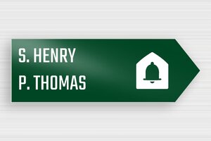 Doorbell Signs for Two Names - Printed Aluminium - vert-blanc - glue - en-uk-door-sign-two-names-001-3-1748955108807