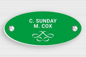 Oval Signs - Engraved PVC - vert-blanc - screws - en-uk-door-sign-two-names-002-1-1748955124792