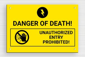 Electrical Signs - Danger Sign 'Risk of Death' - jaune-noir - screws - en-uk-electrical-sign-001-3-1748954259267