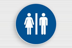 Toilet Signs for Doors - Toilet Sign - PVC - Round - Blue - 100 x 100 mm - bleu-blanc - glue - en-uk-en-toilets-010-1-1748953017791
