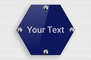Hexagonal Signs - Engraved Plexiglass - bleu-argent - screws-caps - en-uk-hexagonal-sign-002-1-1748959166063