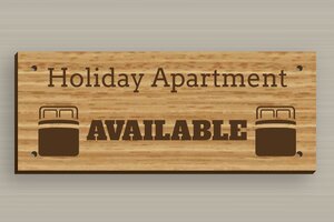 Cottage House Signs - Printed Wood - chene - holes-only - en-uk-holiday-apartment-sign-003-1-1748954460737
