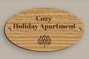 Cottage House Signs - Engraved Wood - chene - holes-only - en-uk-holiday-apartment-sign-003-4-1748954496988