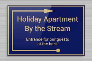 Cottage House Signs - Engraved Plexiglass - bleu-or - none - en-uk-holiday-apartment-sign-005-5-1748954605337