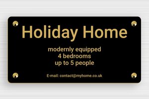 Cottage House Signs - Engraved PVC - noir-or - screws-caps - en-uk-holiday-home-sign-005-3-1748954588496