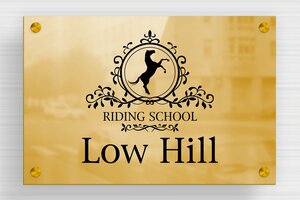 Horse Signs - Printed brass - poli-noir - screws-spacer - en-uk-horse-farm-sign-008-1-1748946752315