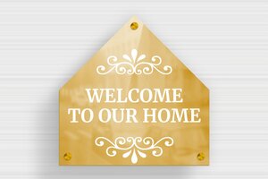 Brass Door Signs - Wooden 'Welcome to Our Home' Door Sign - poli-noir - screws-spacer - en-uk-house-door-sign-brass-003-1-1748961147043