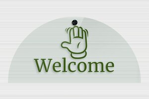Transparent Acrylic Door Signs - PVC Door Sign 'Welcome' - vert - screws-caps - en-uk-house-door-sign-plexi-trans-004-4-1748961522885