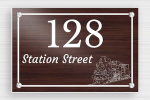 Wood Door Signs - Engraved PVC - noyer-blanc - screws - en-uk-house-door-sign-wood-003-2-1748961081803