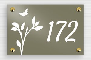 House Number Signs - Printed Aluminium - taupe-blanc - screws-caps - en-uk-house-number-design-004-1-1748951446096