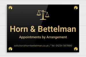 Law Office Signs - Engraved Plexiglass - noir-or - screws-caps - en-uk-lawyer-black-gold-001-4-1748950336927