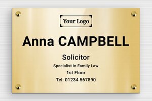 Business Signs with Logo - Engraved PVC - or-brillant-noir - screws-caps - en-uk-lawyer-child-004-5-1748962620251