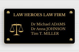 Business Signs with Logo - Engraved PVC - noir-or - screws-caps - en-uk-lawyer-logo-005-1-1748950627457