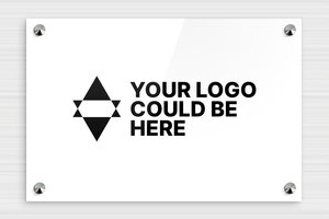 Business Signs with Logo - Engraved Plexiglass - blanc-noir - screws-caps - en-uk-logo-006-1-1748950549933