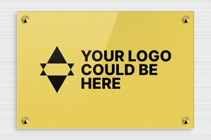 Business Signs with Logo - Engraved Plexiglass - or-clair-noir - screws-caps - en-uk-logo-007-1-1748950551533