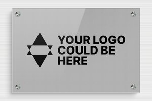 Business Signs with Logo - Engraved Plexiglass - gris-noir - screws-spacer - en-uk-logo-009-1-1748950553112