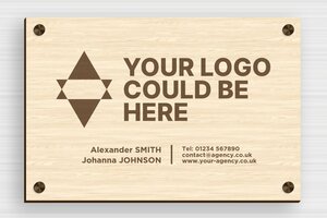 Business Signs with Logo - Engraved Wood - erable - screws-caps - en-uk-logo-wood-003-1-1748950579041