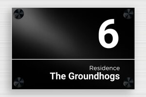House Number Signs - Printed Aluminium - noir-blanc - screws-caps - en-uk-mansion-sign-033-1-1748951503592