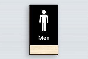 Toilet Signs for Doors - Men's Restroom Sign - Wood - 120 x 210 mm - erable - glue - en-uk-mens-restroom-sign-006-2-1748952997096