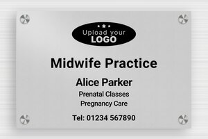 Business Signs with Logo - Printed Aluminium - anodise-noir - screws-caps - en-uk-midwife-005-0-1748950722077