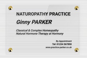 Naturopath Business Signs - Transparent Plexiglass - transparent - screws-caps - en-uk-natural-healing-practice-006-1-1748950533417