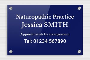 Naturopath Business Signs - Engraved Plexiglass - bleu-blanc - screws-caps - en-uk-naturopath-011-1-1748950398823