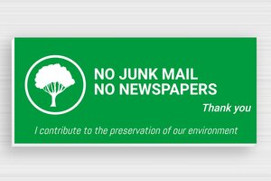No Junk Mail Signs - Sign 'No Junk Mail, No Newspapers' - vert-blanc - glue - en-uk-no-advertising-003-1-1748950970572