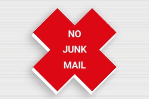 No Junk Mail Signs - 'No Junk Mail' Cross Sign - rouge-blanc - glue - en-uk-no-advertising-003-3-1748951016604