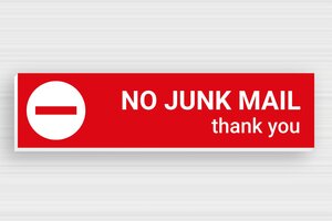 No Junk Mail Signs - PVC Sign 'No Junk Mail' - rouge-blanc - glue - en-uk-no-advertising-80x20-1748950950180