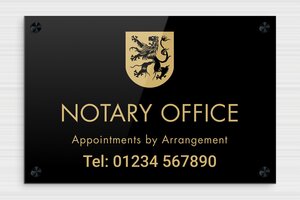 Business Signs with Logo - Engraved Plexiglass - noir-or - screws-caps - en-uk-notary-office-003-0-1748950680990
