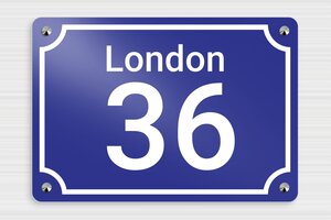 Stainless Steel House Number Signs - Printed Aluminium - bleu-blanc - screws-caps - en-uk-number-design-003-3-1748964158906