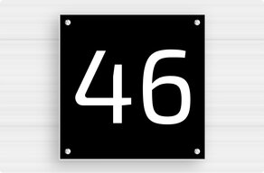 House Signs - Engraved PVC - noir-blanc - screws - en-uk-number-design-006 House Signs - Engraved PVC - noir-blanc - screws - en-uk-number-design-006