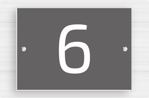 House Signs - Engraved PVC - gris-souris-blanc - screws - en-uk-number-design-007 House Signs - Engraved PVC - gris-souris-blanc - screws - en-uk-number-design-007