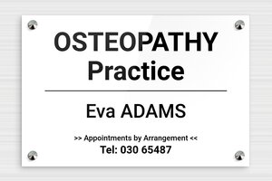 Business Signs - Engraved Plexiglass - blanc-noir - screws-caps - en-uk-practice-sign-acrylic-007-3-1748962957308