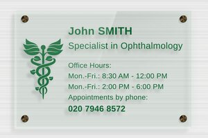 Transparent Acrylic Business Signs - Clear plexiglass Green - vert - screws-spacer - en-uk-practice-sign-acrylic-trans-001-4-1748958017801