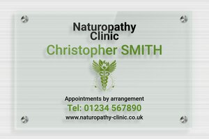 Transparent Acrylic Business Signs - Clear plexiglass Green - vert - screws-spacer - en-uk-practice-sign-acrylic-trans-004-3-1748958210701