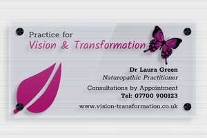 Business Signs - Clear plexiglass Blue - bleu - screws-spacer - en-uk-practice-sign-acrylic-trans-017-3-1748963907615