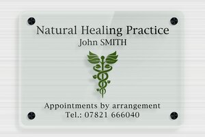 Transparent Acrylic Business Signs - Clear plexiglass Green - vert - screws-spacer - en-uk-practice-sign-plexi-trans-003-2-1748958131594