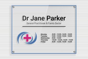 Transparent Acrylic Business Signs - Transparent Plexiglass - transparent - screws-spacer - en-uk-practice-sign-plexi-trans-007-3-1748963830470