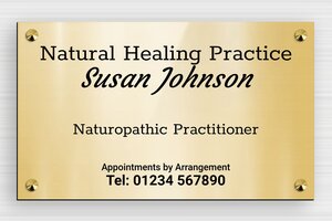 PVC Business Signs - Engraved PVC - or-brillant-noir - screws-caps - en-uk-practice-sign-pvc-001-3-1748957774269