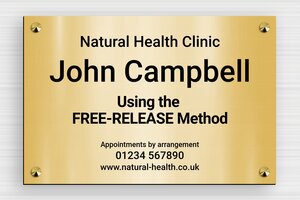 PVC Business Signs - Engraved PVC - or-brosse-noir - screws-caps - en-uk-practice-sign-pvc-002-4-1748957842191