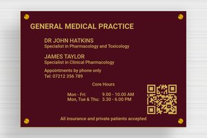 PVC Business Signs - Engraved PVC - bordeau-or - screws-spacer - en-uk-practice-sign-pvc-003-4-1748957901952