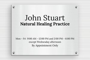 Business Signs - Engraved PVC - gris-brosse-noir - screws-caps - en-uk-practice-sign-pvc-020-3-1748964010619