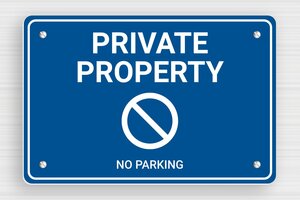 Private Property Signs - Sign 'Private Property, No Parking' - bleu-blanc - screws - en-uk-private-sign-038-1-1748952279739
